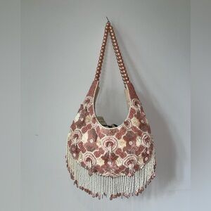 Beaded blush Indian Shoulder Bag